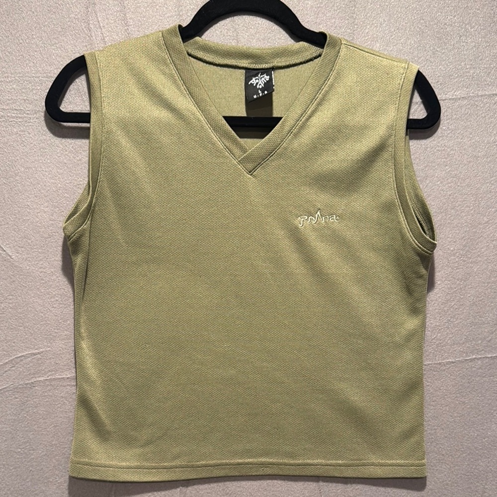 Prana Green Fitted Crop Muscle Tee Size Large
